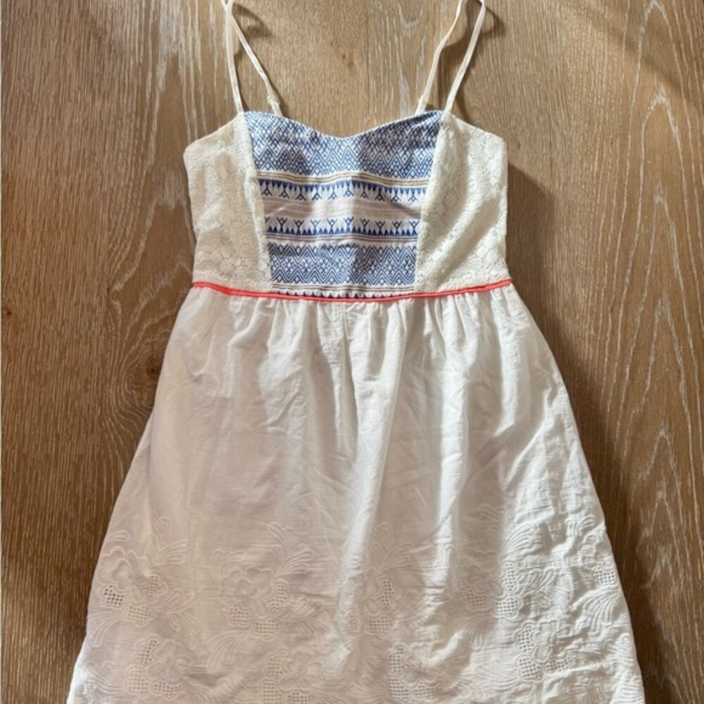 Flying Tomato white 100% cotton scalloped edge spaghetti strap mini dress m, nwt